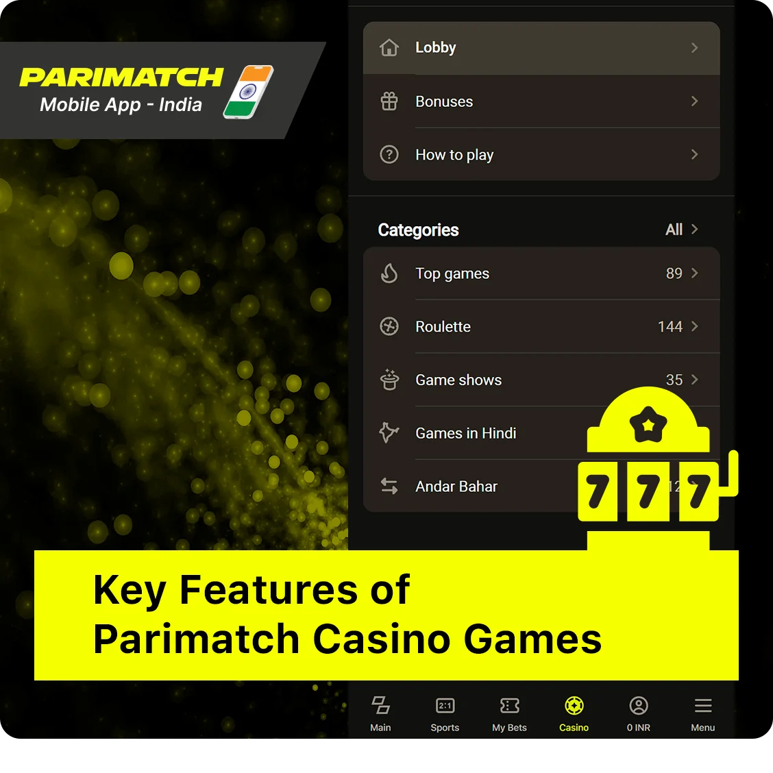 Key Features of Parimatch App Casino - Categories