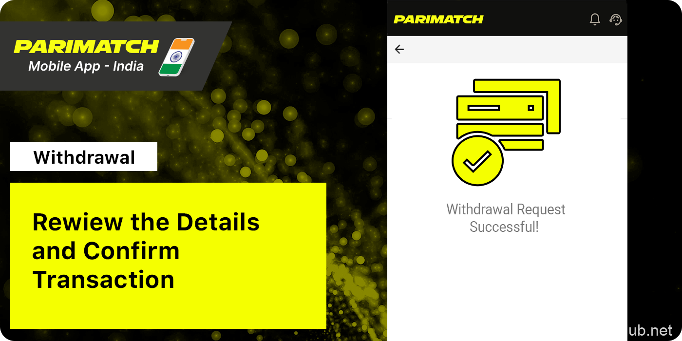 Wait for the confirmation of the withdrawal at Parimatch India App