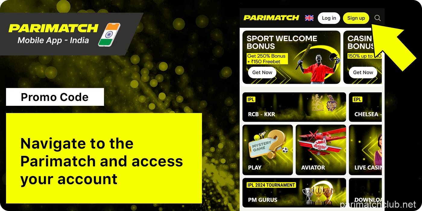 Open Parimatch App and go to user's Profile