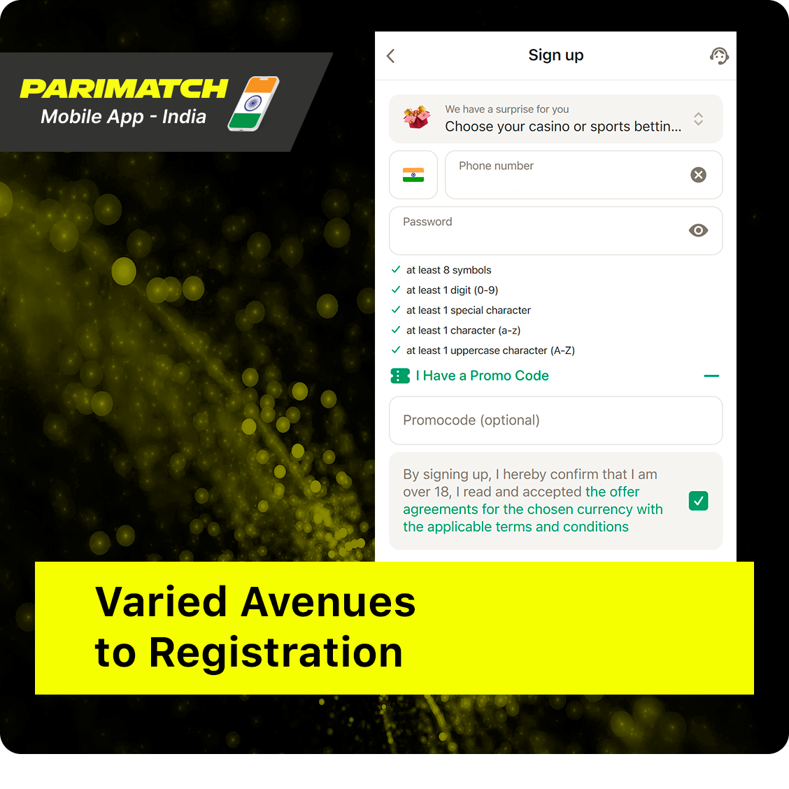 Varied Avenues to Registration at Parimatch India App