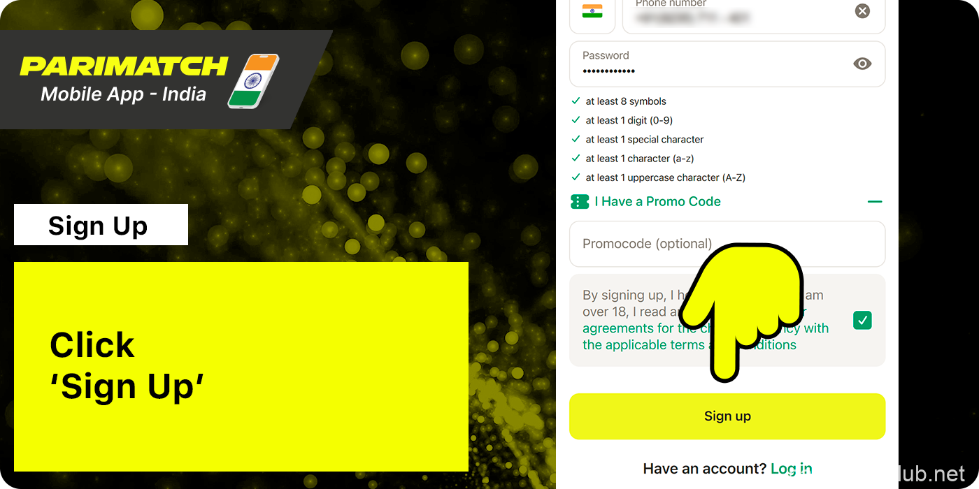 Click 'Sign up' to finalize registration